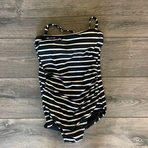 Black and White Striped Swimsuit